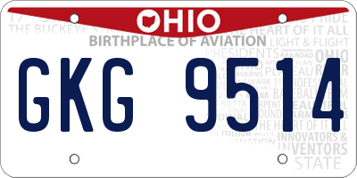 OH license plate GKG9514