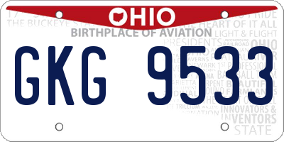 OH license plate GKG9533