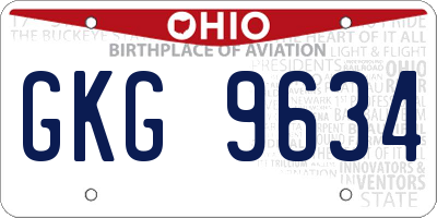 OH license plate GKG9634
