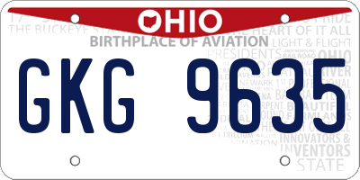 OH license plate GKG9635