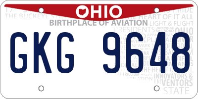 OH license plate GKG9648