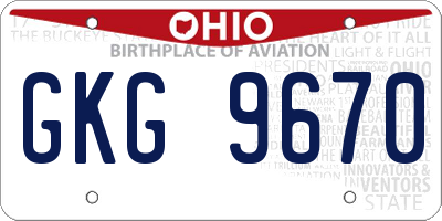 OH license plate GKG9670