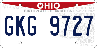 OH license plate GKG9727