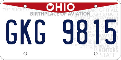 OH license plate GKG9815