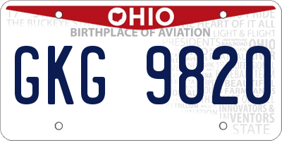 OH license plate GKG9820