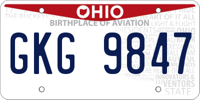 OH license plate GKG9847