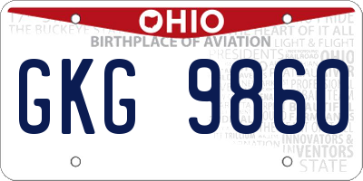 OH license plate GKG9860