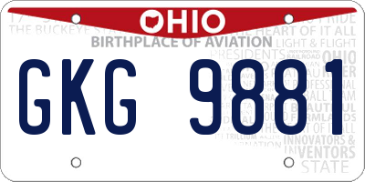 OH license plate GKG9881