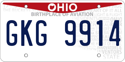 OH license plate GKG9914