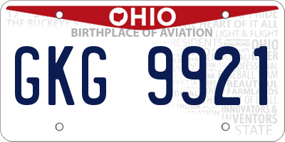 OH license plate GKG9921