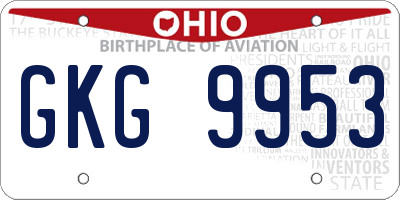 OH license plate GKG9953
