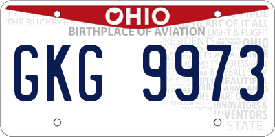 OH license plate GKG9973