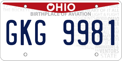 OH license plate GKG9981