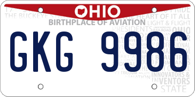 OH license plate GKG9986