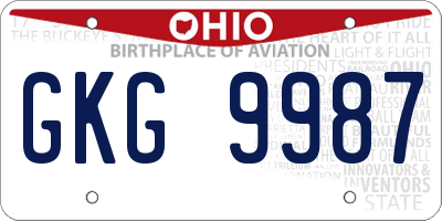 OH license plate GKG9987