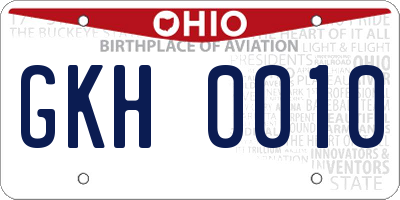 OH license plate GKH0010