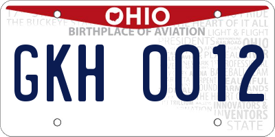 OH license plate GKH0012
