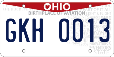 OH license plate GKH0013