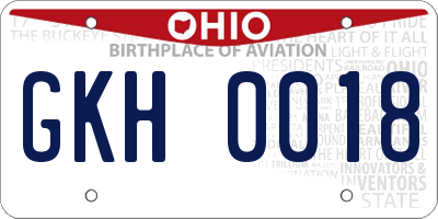 OH license plate GKH0018