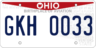OH license plate GKH0033