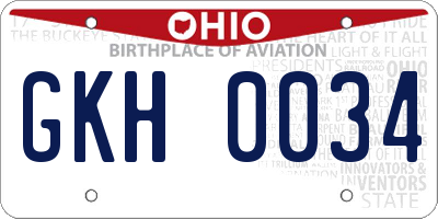 OH license plate GKH0034