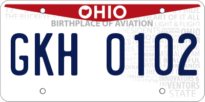 OH license plate GKH0102