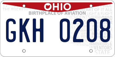 OH license plate GKH0208
