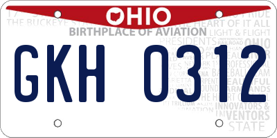 OH license plate GKH0312