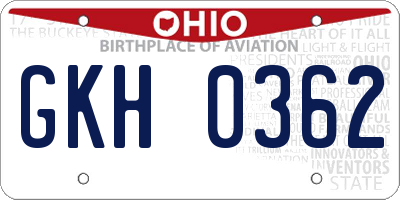 OH license plate GKH0362