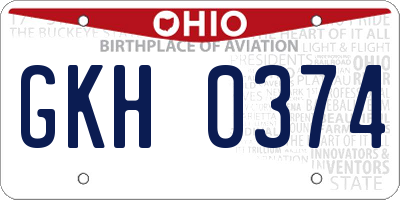 OH license plate GKH0374