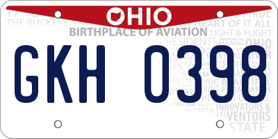 OH license plate GKH0398