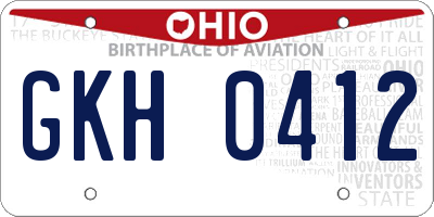 OH license plate GKH0412