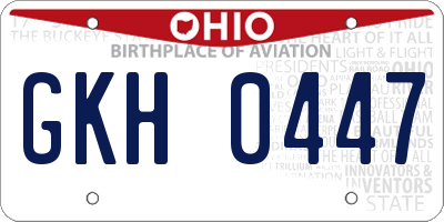 OH license plate GKH0447