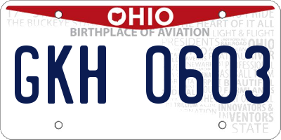 OH license plate GKH0603
