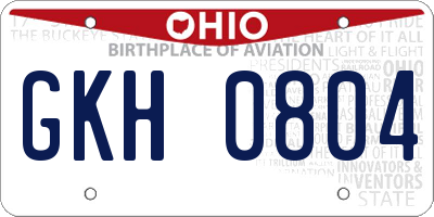 OH license plate GKH0804