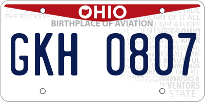 OH license plate GKH0807