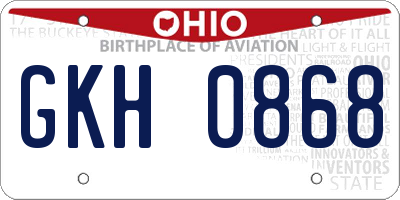 OH license plate GKH0868