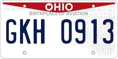 OH license plate GKH0913