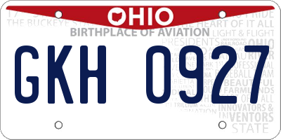 OH license plate GKH0927