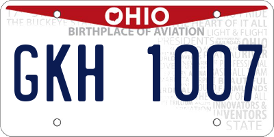 OH license plate GKH1007