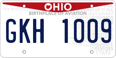 OH license plate GKH1009