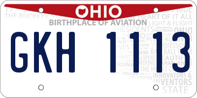 OH license plate GKH1113