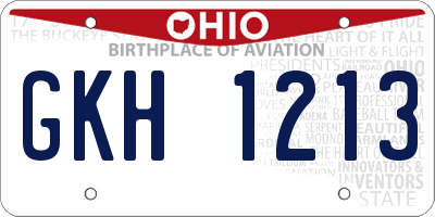 OH license plate GKH1213