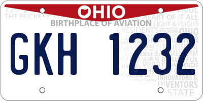 OH license plate GKH1232