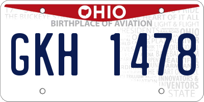 OH license plate GKH1478
