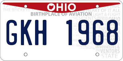 OH license plate GKH1968