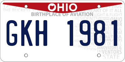 OH license plate GKH1981