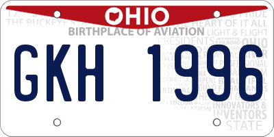 OH license plate GKH1996