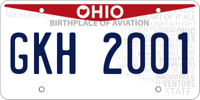OH license plate GKH2001