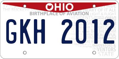 OH license plate GKH2012
